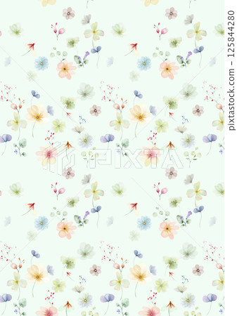 Charming Hand Rendered Scrollwork and Flower Graphics 125844280