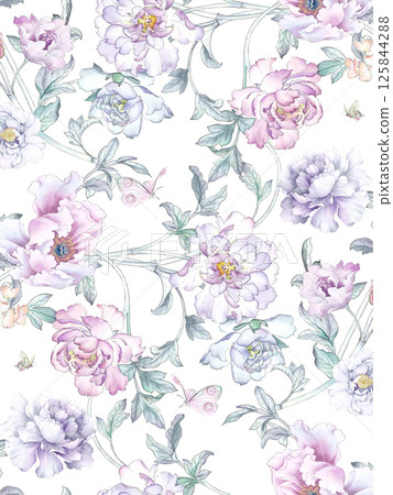 Charming Hand Rendered Scrollwork and Flower Graphics 125844288