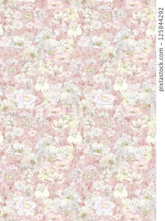 Charming Hand Rendered Scrollwork and Flower Graphics 125844292