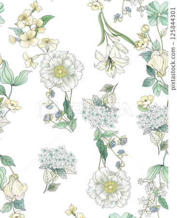 Charming Hand Rendered Scrollwork and Flower Graphics Charming Hand Rendered Scrollwork and Flower Graphics 125844301