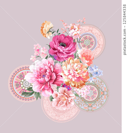 Exquisite Hand Crafted Curly Floral Pattern Compositions Exquisite Hand Crafted Curly Floral Pattern Compositions 125844338