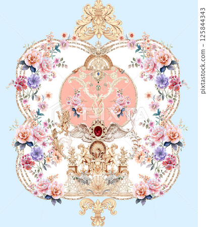 Exquisite Hand Crafted Curly Floral Pattern Compositions Exquisite Hand Crafted Curly Floral Pattern Compositions 125844343