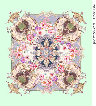 Exquisite Hand Crafted Curly Floral Pattern Compositions 125844367