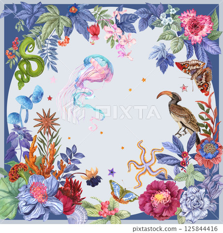Beautiful Handmade Flower and Scroll Motif Drawings 125844416