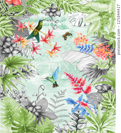 Beautiful Handmade Flower and Scroll Motif Drawings Beautiful Handmade Flower and Scroll Motif Drawings 125844417