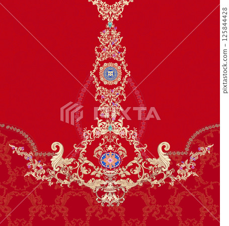 Beautiful Handmade Flower and Scroll Motif Drawings 125844428