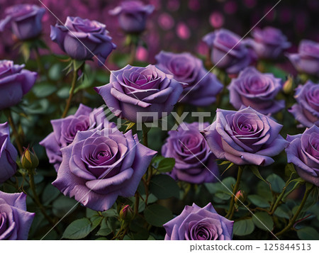 Blue roses in a garden 125844513