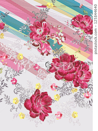 Stunning Hand Painted Floral Scroll Motif Art Pieces 125844640