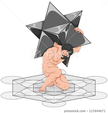 Titan Atlas with Metatron and Merkaba geometry symbol 125844671