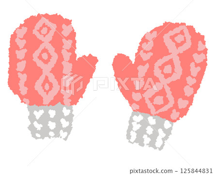Simple and cute mittens and gloves illustration with a hand-drawn feel 125844831