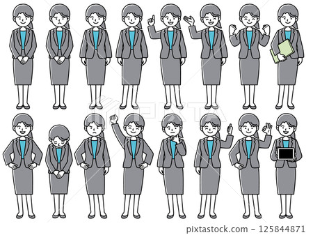 Vector illustration set of working women in suits 125844871