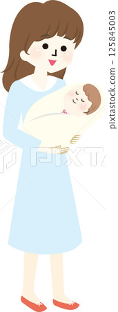 smiling mom holding a baby smiling mom holding a baby 125845003
