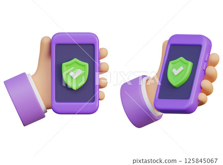 Hand holding a firewall phone 3D graphic Hand holding a firewall phone 3D graphic 125845067