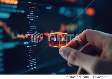 Business Leader with 3D Holographic Financial Data Business Leader with 3D Holographic Financial Data 125845552