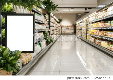 Bright and Spacious Supermarket Interior Bright and Spacious Supermarket Interior 125845583
