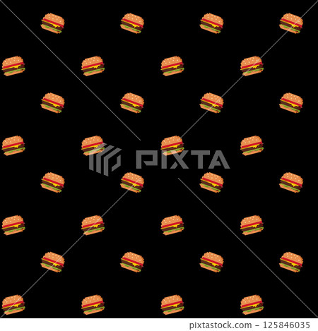 Seamless pattern of cheeseburger icons on black background Seamless pattern of cheeseburger icons on black background 125846035