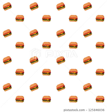 Seamless pattern of pixel art burgers on white background Seamless pattern of pixel art burgers on white background 125846036