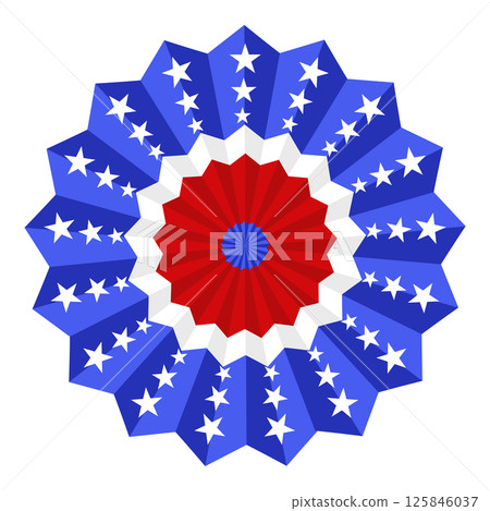 Geometric patriotic star design with red, white, and blue colors Geometric patriotic star design with red, white, and blue colors 125846037