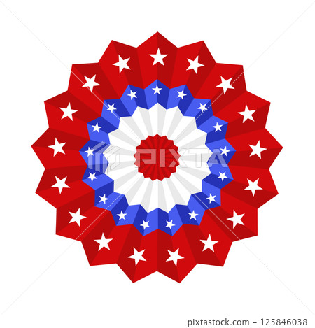 Patriotic american star badge with red, white, and blue layers Patriotic american star badge with red, white, and blue layers 125846038