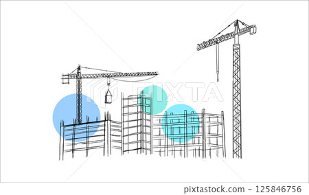 Building crane sketch 125846756
