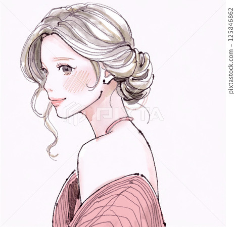 Illustration material of women and girls Illustration material of women and girls 125846862