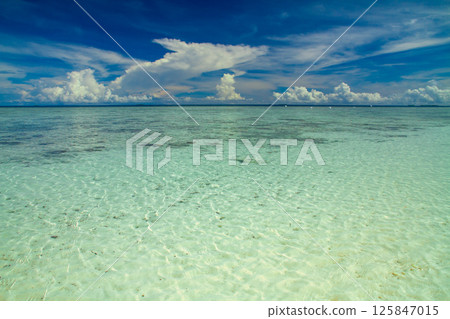 The shallow lagoon of Fatato Island, the capital of Funafuti Atoll, an island nation in Oceania and Polynesia, Tuvalu The shallow lagoon of Fatato Island, the capital of Funafuti Atoll, an island nation in Oceania and Polynesia, Tuvalu 125847015