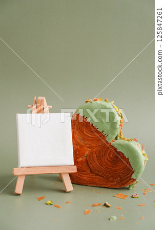 Delightful and vibrant heartshaped pastry croissant treat, beautifully topped with colorful frosting nut galore. Mock up template copy space. Food experimentation viral dessert creative Delightful and vibrant heartshaped pastry croissant treat, beautifully topped with colorful frosting nut galore. Mock up template copy space. Food experimentation viral dessert creative 125847261