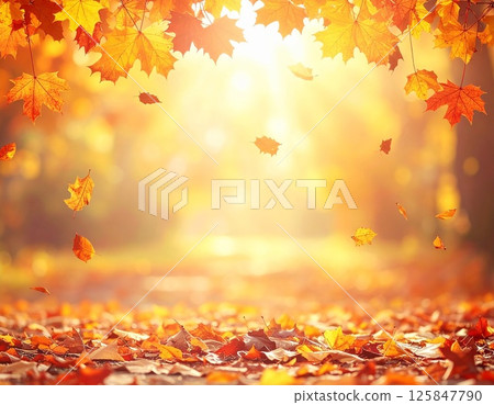 Autumn landscape illustration wrapped in gentle light 125847790