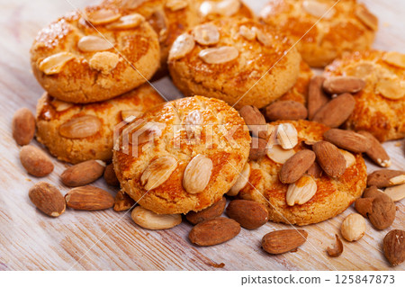 Sweet cookies with almond 125847873