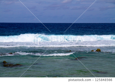 The ocean off the coast of Fongafale Island in Funafuti Atoll, the capital of Tuvalu, an island nation in Oceania and Polynesia The ocean off the coast of Fongafale Island in Funafuti Atoll, the capital of Tuvalu, an island nation in Oceania and Polynesia 125848566