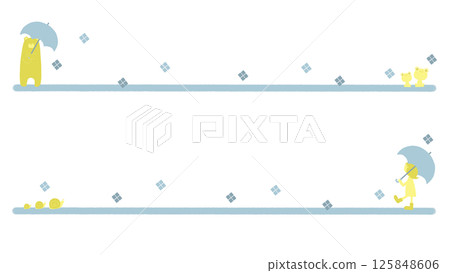 Line of a girl holding an umbrella and a bear Line of a girl holding an umbrella and a bear 125848606