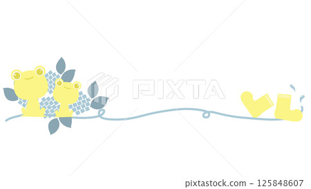 Rainy season line with frogs and hydrangeas 125848607