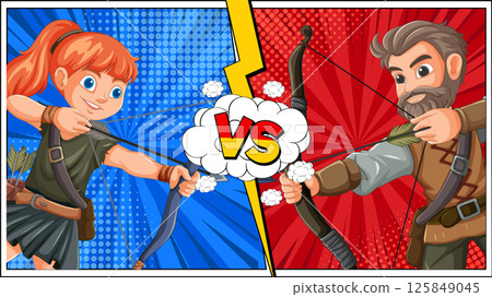 Archery Showdown: Man vs Woman 125849045