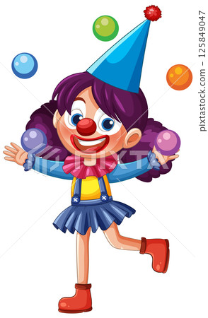 Colorful Clown Juggling Balls in Vector Art Colorful Clown Juggling Balls in Vector Art 125849047
