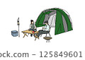 人們享受露營的插圖 125849601