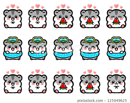 Summer cute Djungarian hamster illustration material set 125849625