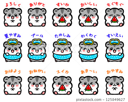 Summer cute Djungarian hamster illustration material set 2 125849627
