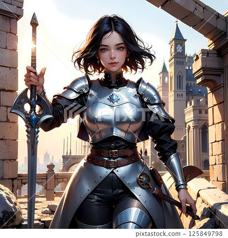 Fighting female warrior 125849798