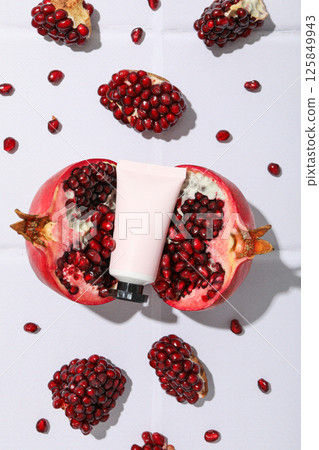 Self care and skincare products concept - pomegranate cosmetics 125849943