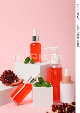 Self care and skincare products concept - pomegranate cosmetics 125849944