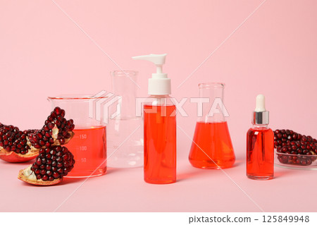 Self care and skincare products concept - pomegranate cosmetics 125849948