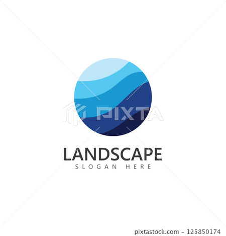 Sea landscape abstract design logo template Vector 125850174
