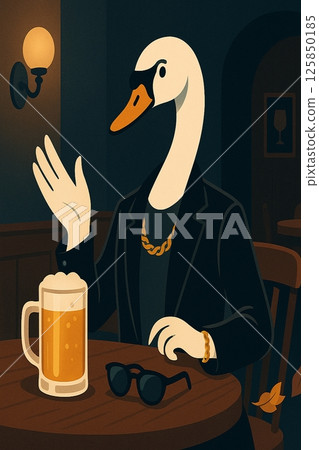 Swan Mode vol.20 Draft beer at a beer hall Madame style Generative AI 125850185