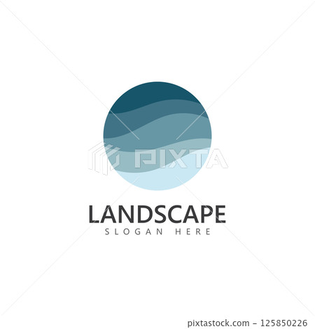 Sea landscape abstract design logo template Vector 125850226