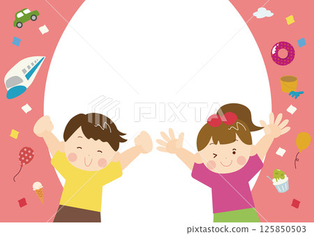 孩子們享受暑假的框架插圖 125850503