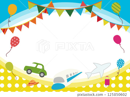 Balloon and vehicle outing frame Balloon and vehicle outing frame 125850602