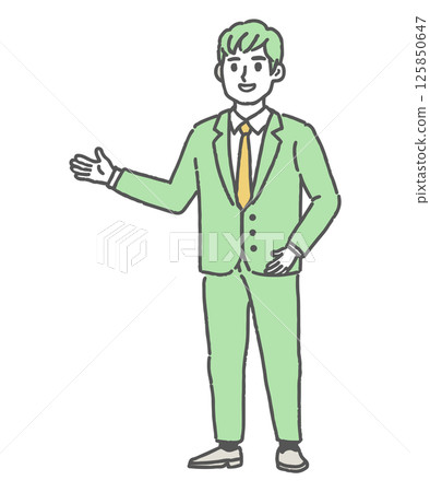 一位西裝革履的商務人士正在帶領遊客參觀 125850647