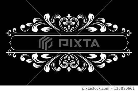 Vintage black and white element. Graphic vector design. Damask graphic ornament 125850661