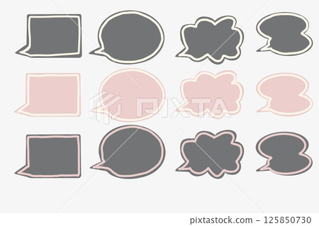 Simple dark color speech bubble set of 12 125850730