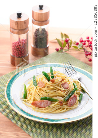 Peperoncino Pasta with Beans and Sausages Peperoncino Pasta with Beans and Sausages 125850895